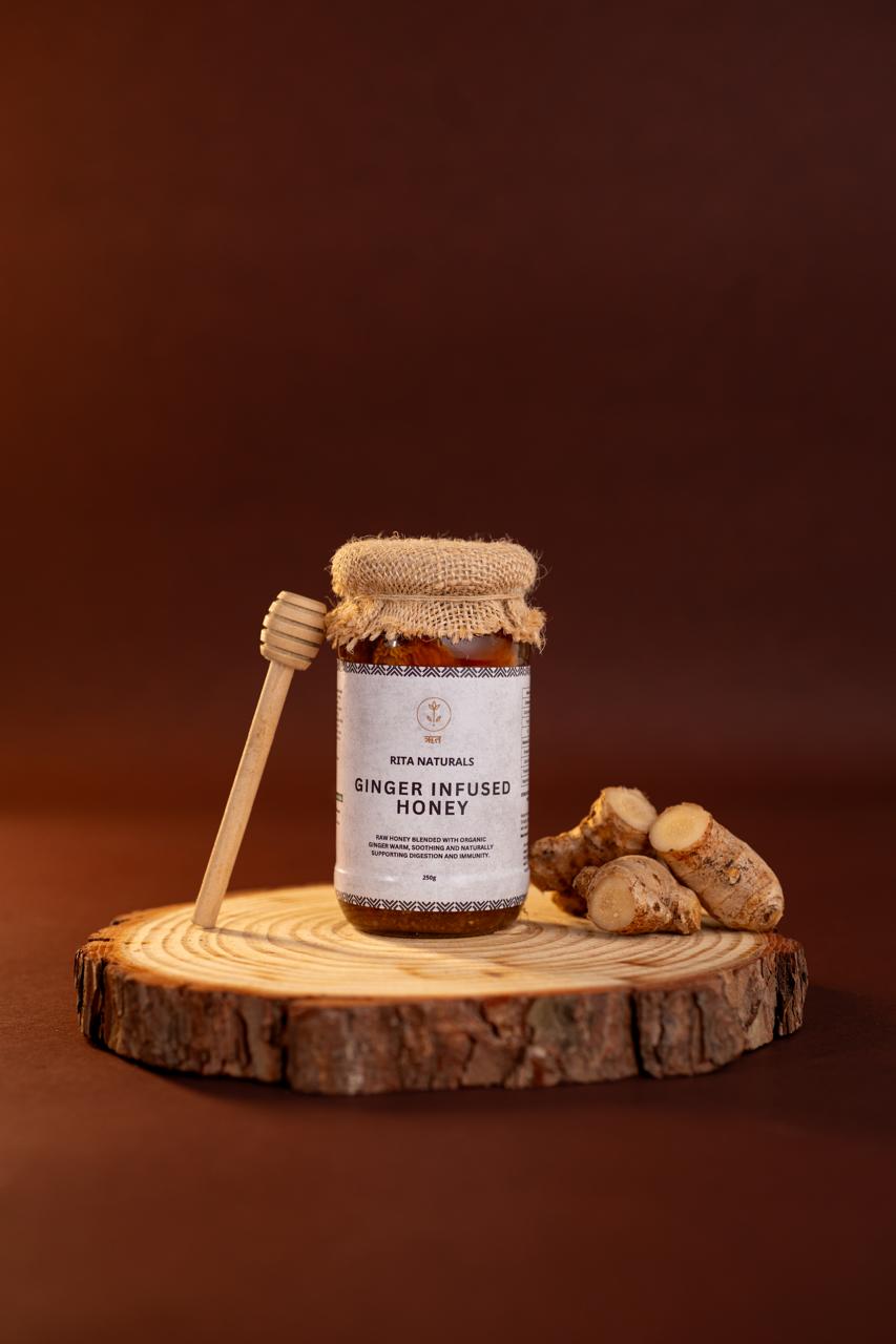 Ginger Infused Honey - Raw Honey with Dry Ginger - Rita Naturals