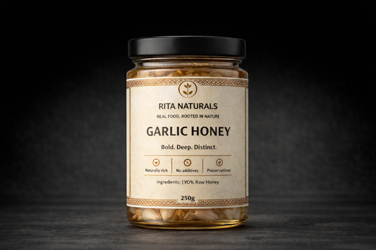 Garlic Infused Honey | Raw Honey with Garlic | Rita Naturals.