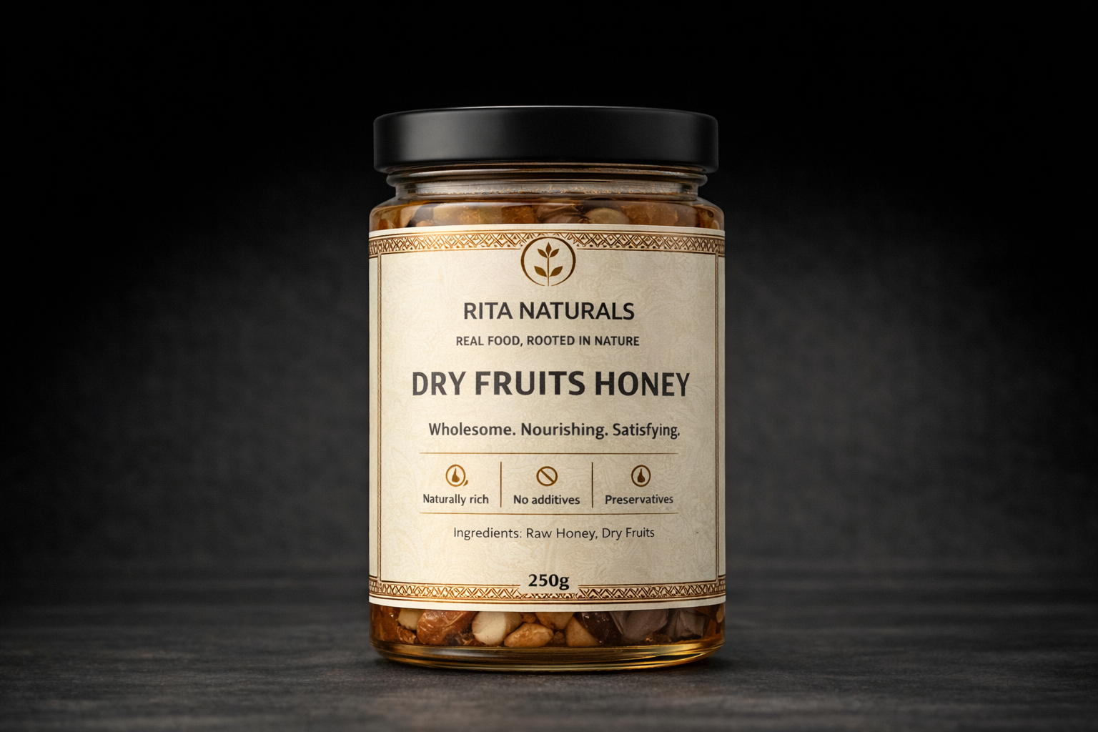 Dry Fruits Honey | Raw Honey with Nuts & Seeds | Rita Naturals.