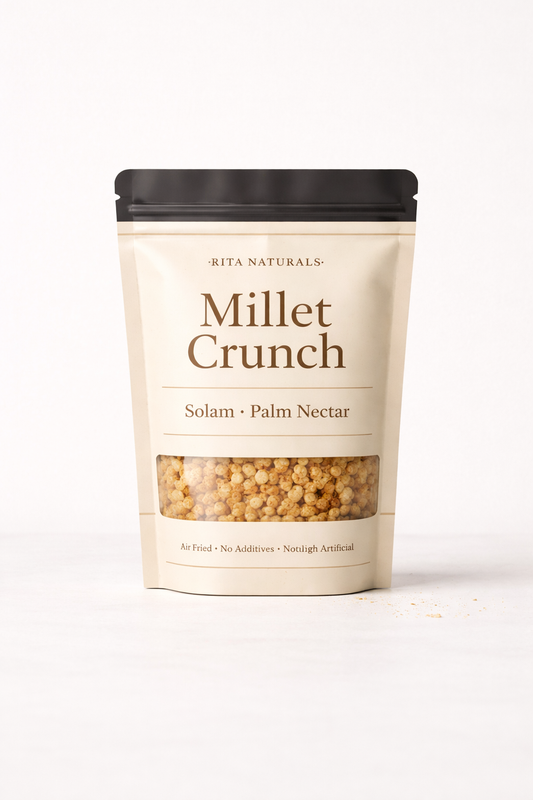 Solam Millet Crunch | Palm Nectar Sweetened | Air Fried Snack | Rita Naturals.
