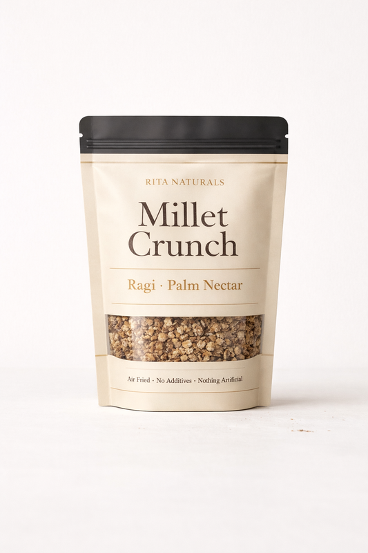 Ragi Millet Crunch | Palm Nectar Sweetened | Air Fried Snack | Rita Naturals.