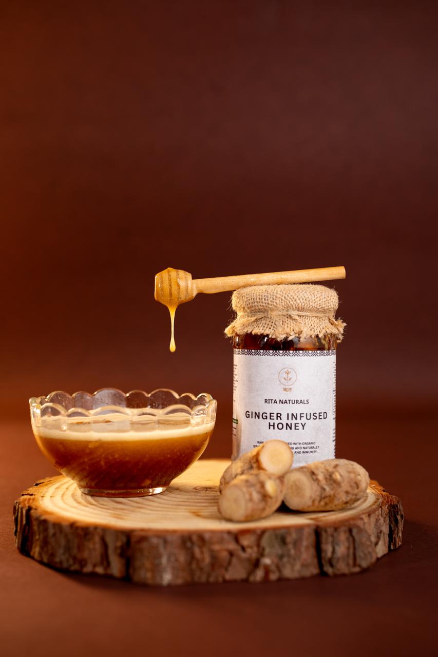 Ginger Infused Honey - Raw Honey with Dry Ginger - Rita Naturals