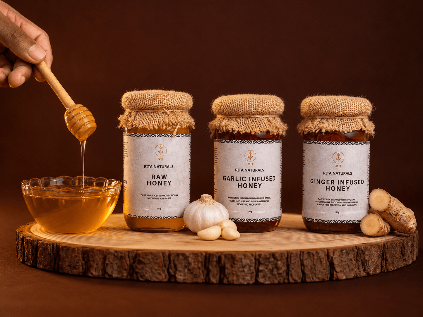 Immunity Boost Combo | Raw Honey, Garlic Honey & Ginger Honey - Rita Naturals