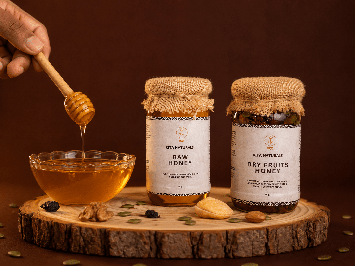 Premium Nutrition Combo | Raw Honey & Dry Fruits Honey - Rita Naturals
