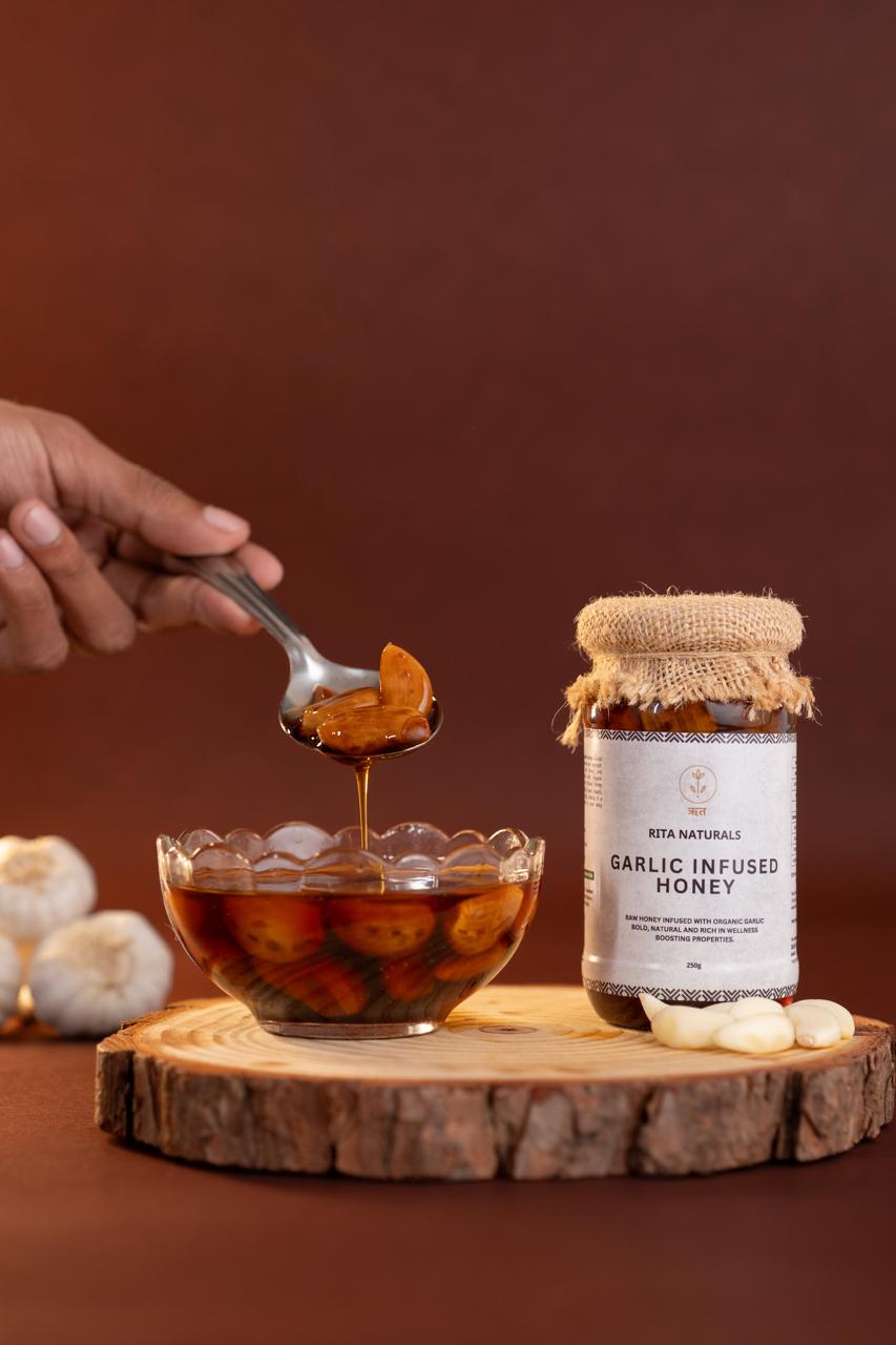Garlic Infused Honey | Raw Honey with Fresh Garlic - Rita Naturals